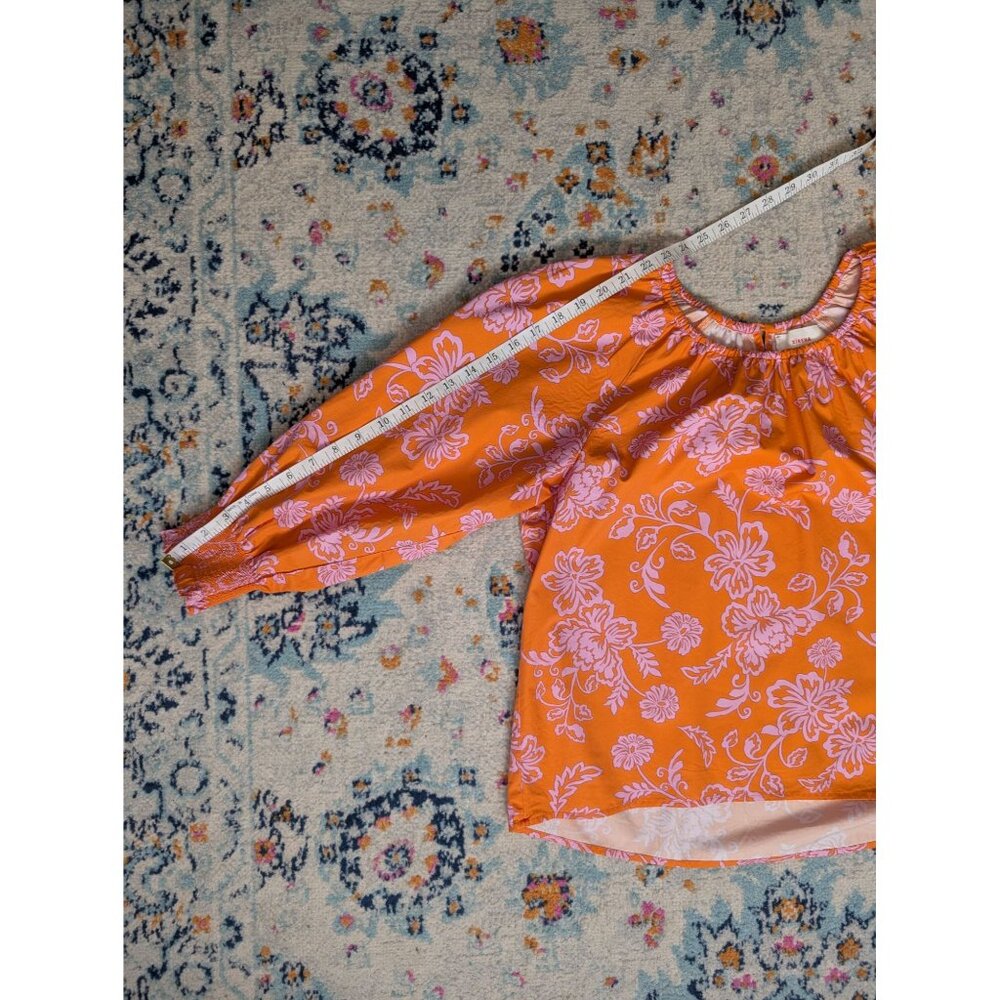 Xirena Scoop Keyhole Neck Blouse with‎ Raglan Sleeves in Tropicana Orange - XS - Picture 8 of 11
